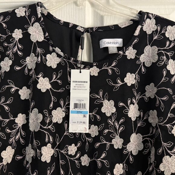 Calvin Klein sleeveless, floral overlay with liner sleeveless, A-line, dress - Picture 2 of 4